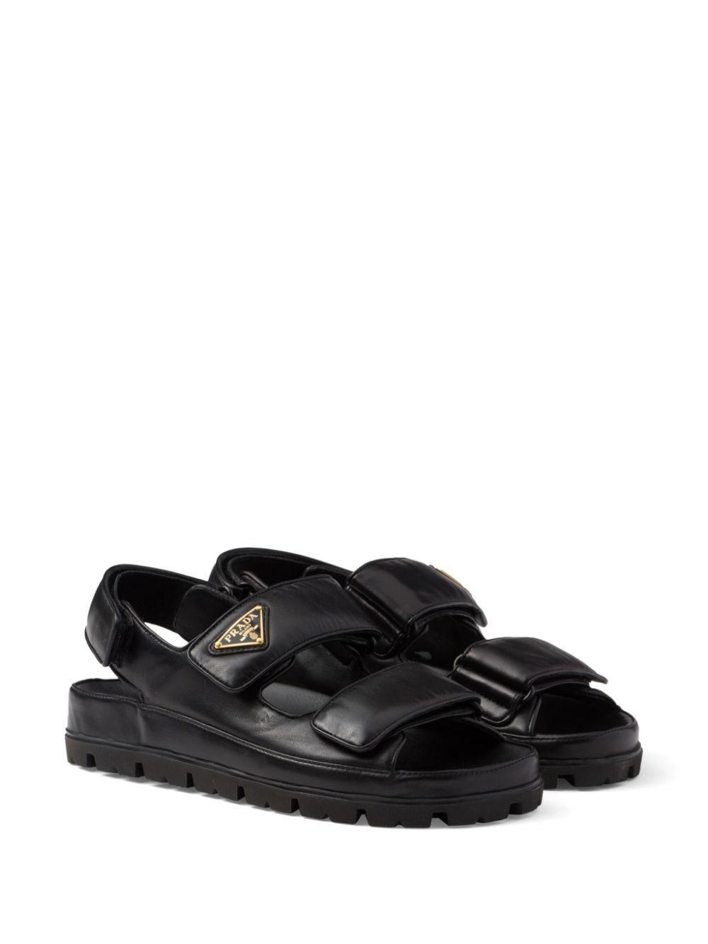 PRADA Flat Nappa Leather Sandals In Black Product Image