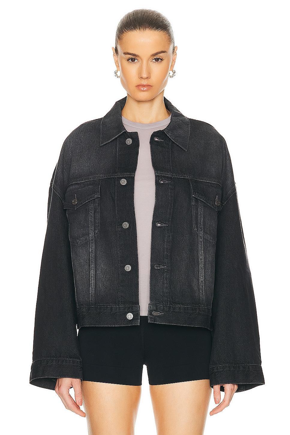 GRLFRND Christi Oversized Denim Jacket in Black Product Image