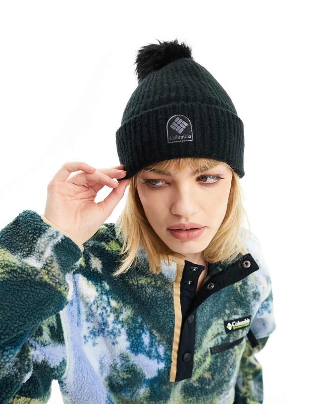 Columbia Winter Blur pom pom beanie in black  Product Image