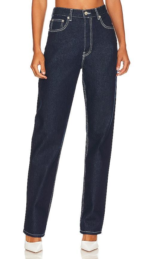 EB Denim High Rise Straight in Denim-Dark. Size 24, 31, 32. Product Image