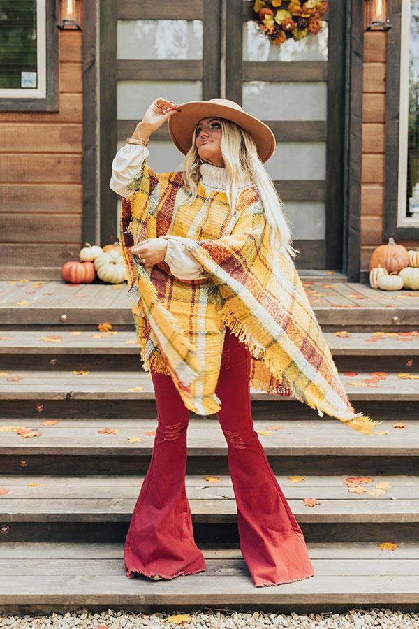 Pouring Cider Plaid Poncho Product Image