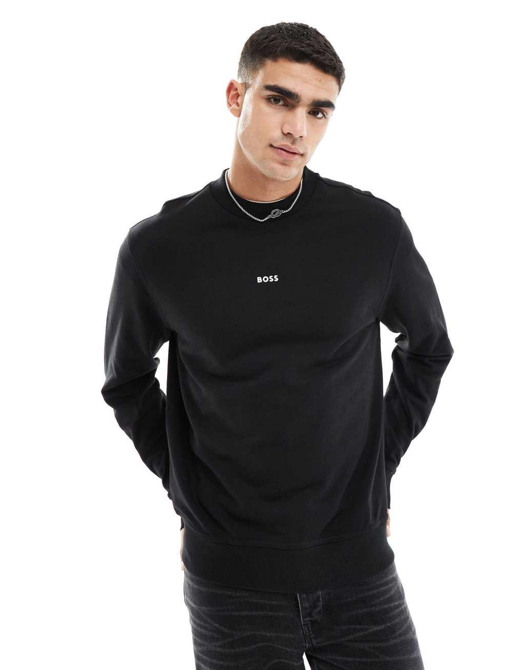 BOSS Orange Wesmall logo crewneck sweatshirt in black product image