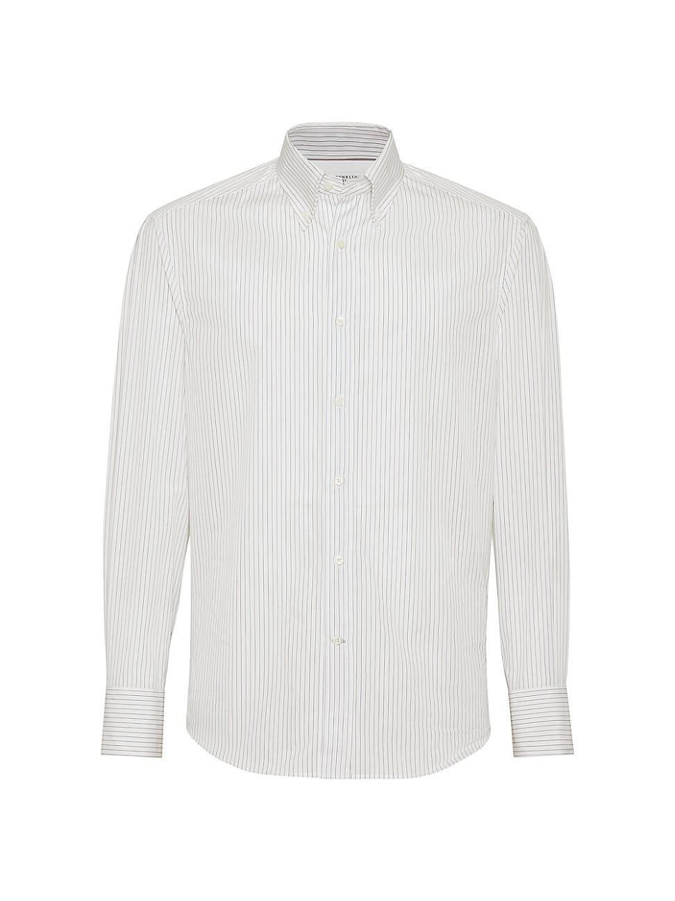 Mens Pinstripe Slim Fit Shirt with Button Down Collar Product Image