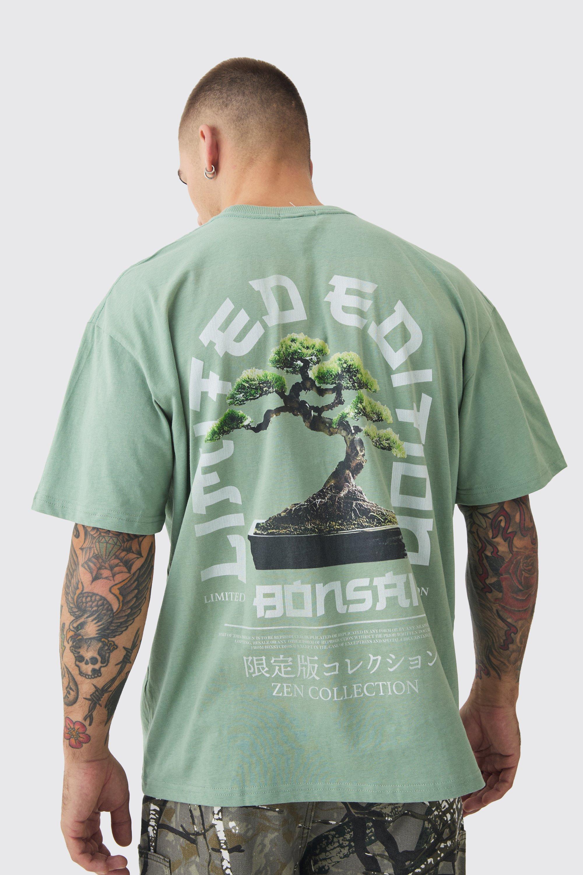 Oversized Tree Print Washed T-shirt | boohooMAN USA Product Image