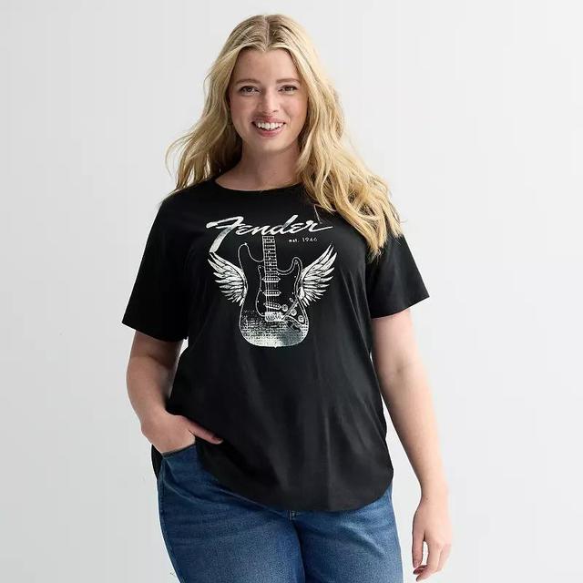 Plus Size Fender Guitar With Wings Graphic Tee, Womens Product Image