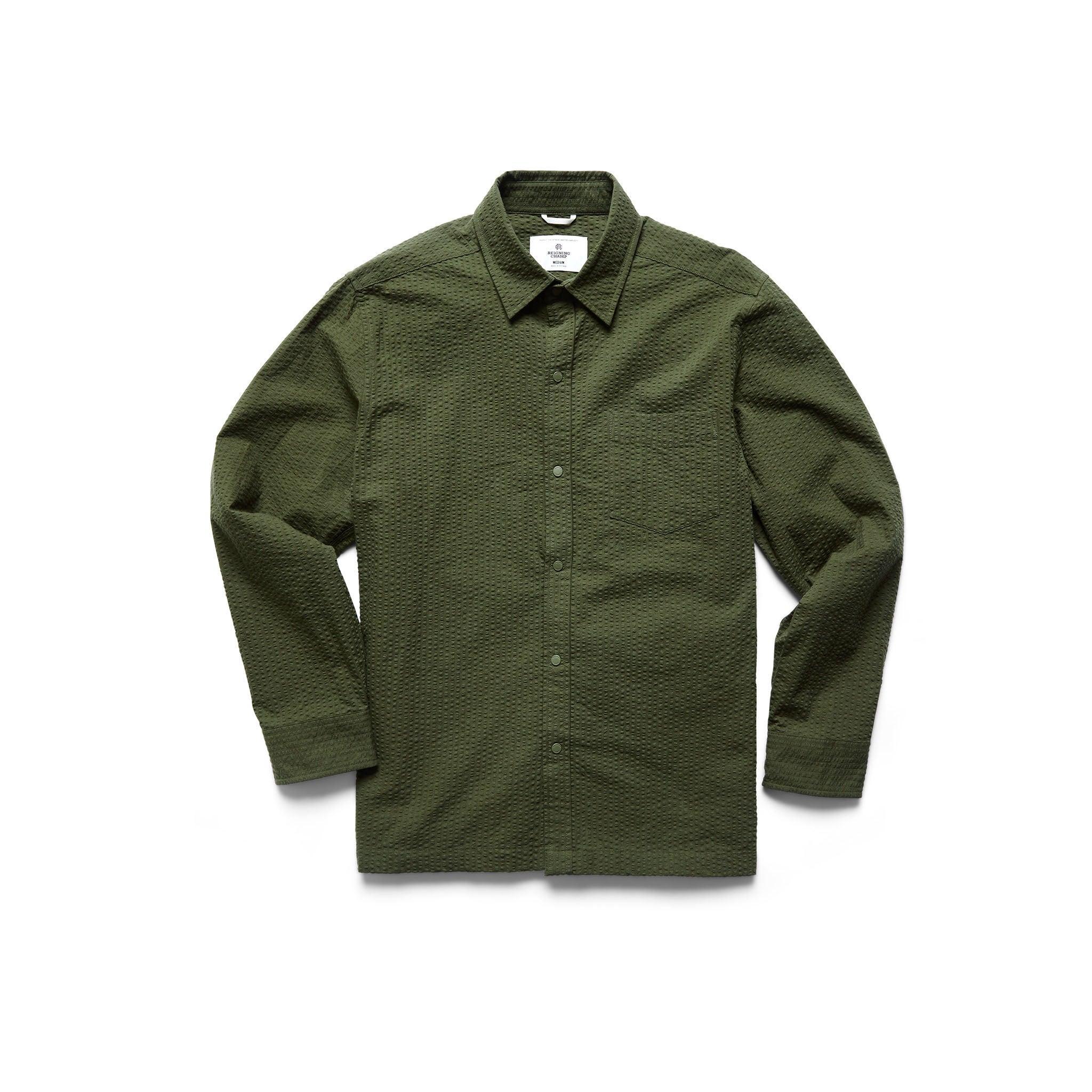 Cotton Seersucker Campus Overshirt Male Product Image