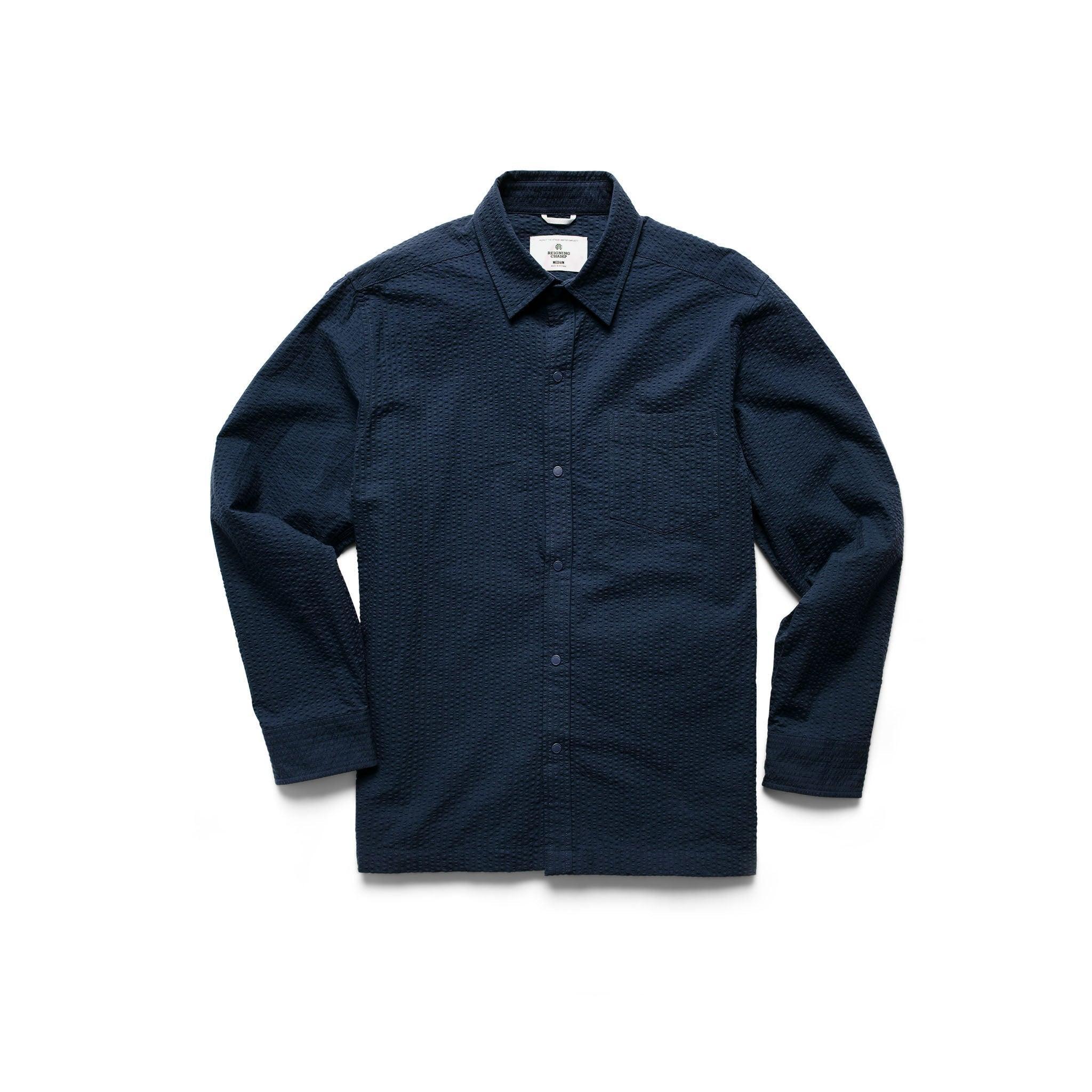 Cotton Seersucker Campus Overshirt Male Product Image