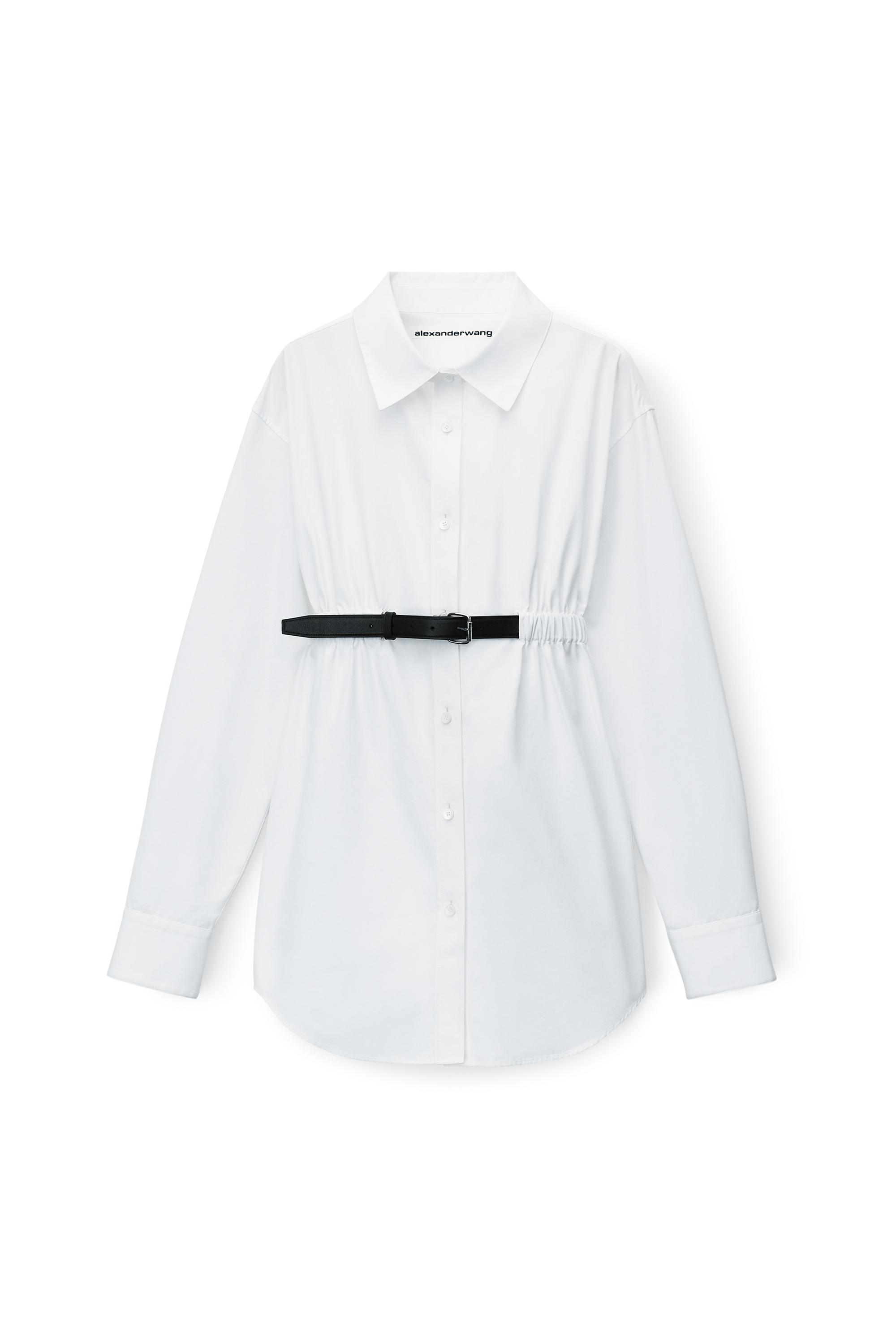 Button Down Belted Tunic In Cotton Product Image