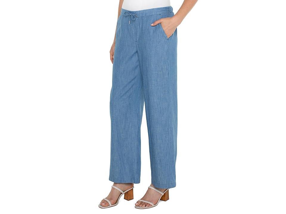 Liverpool Los Angeles Chambray Mid-Rise Relaxed Wide Leg Pull On Tie Waist Pant 30 (Chambray) Women's Dress Pants Product Image