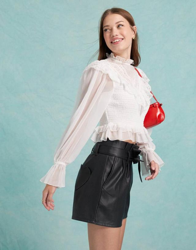 Miss Selfridge victoriana blouse in white Product Image