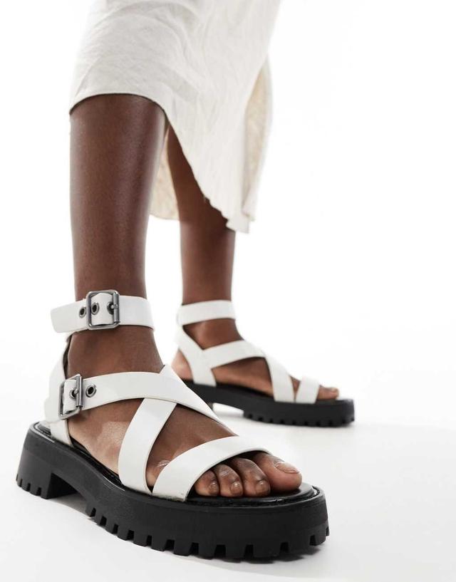 Stradivarius chunky track sole sandals in white  Product Image