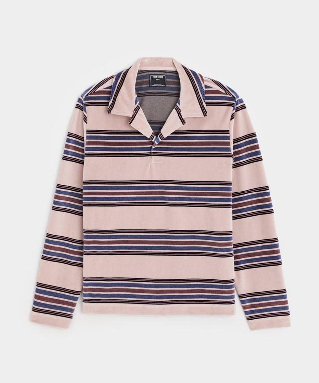 Velour Polo in Shell Pink Stripe Product Image