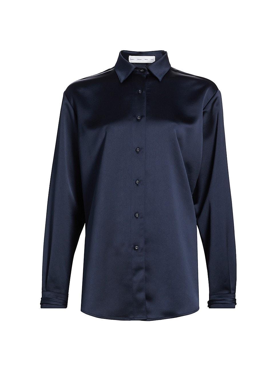 Womens Raven Satin Long-Sleeve Shirt Product Image