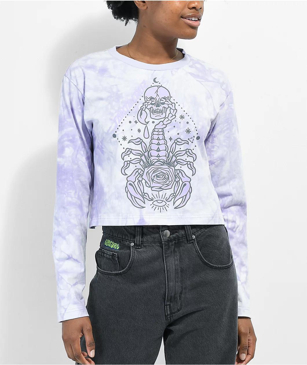 Santa Cruz Scorpio Purple Tie Dye Long Sleeve Crop T-Shirt Product Image