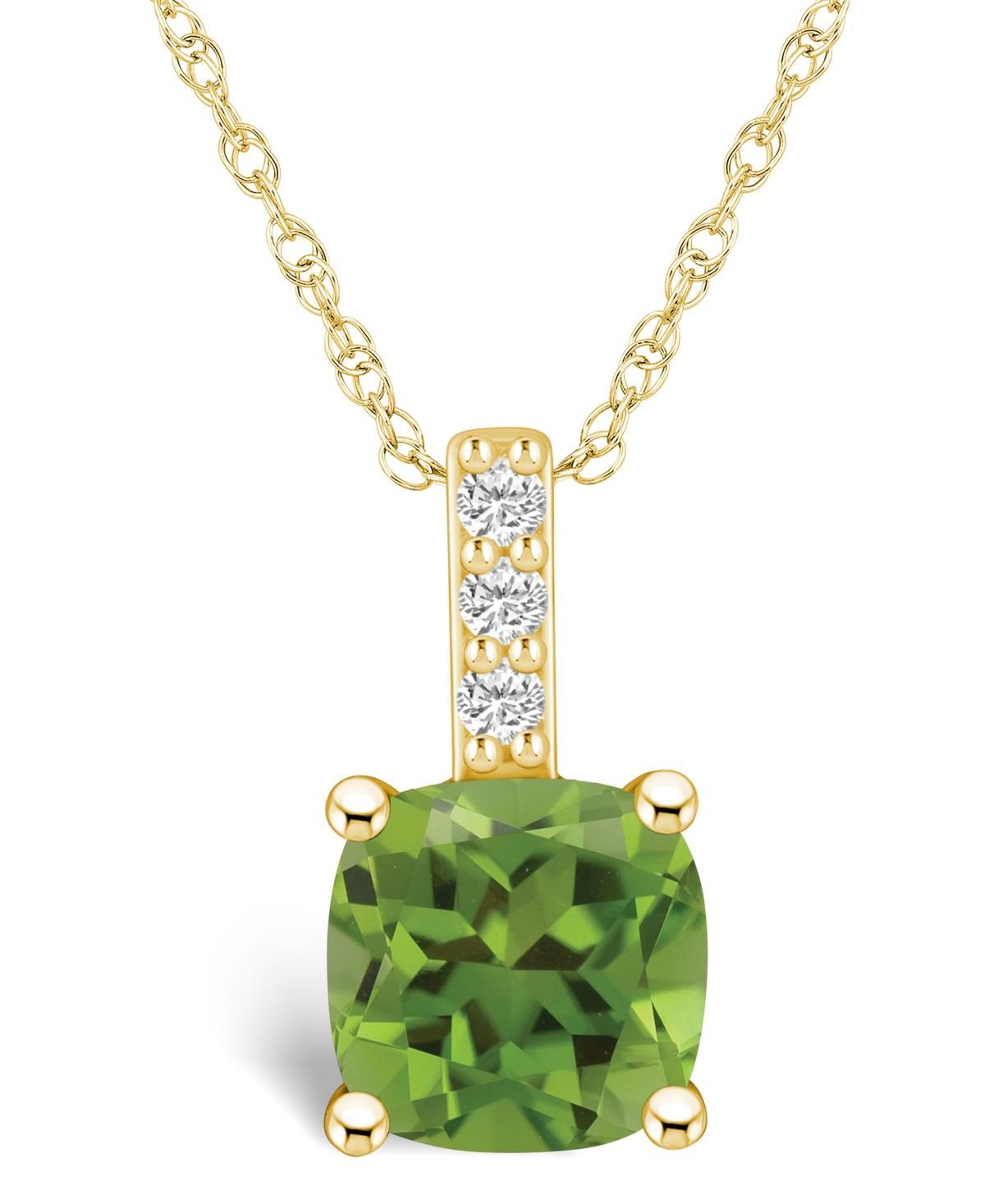 Alyson Layne 14k Gold Cushion Peridot & Diamond Accent Pendant Necklace, Womens Green Product Image