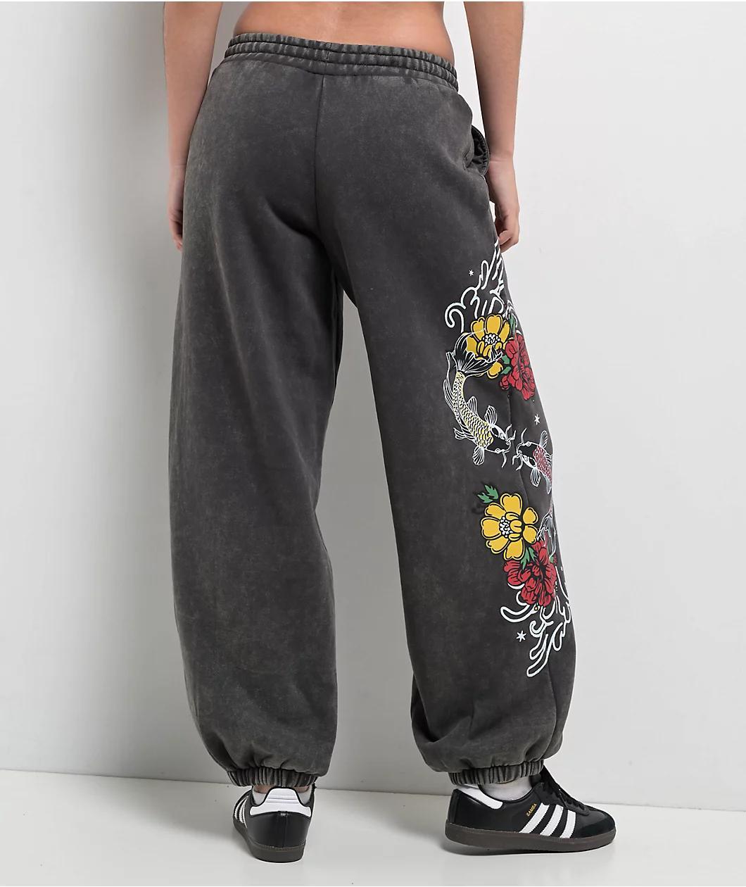 Ninth Hall Kyra Black Mineral Wash Oversized Sweatpants Product Image