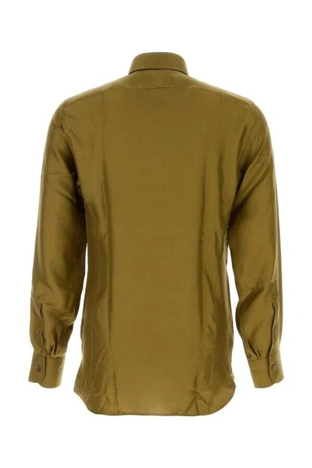 TOM FORD Washed Silk Shirt Slim Fit In Green Product Image