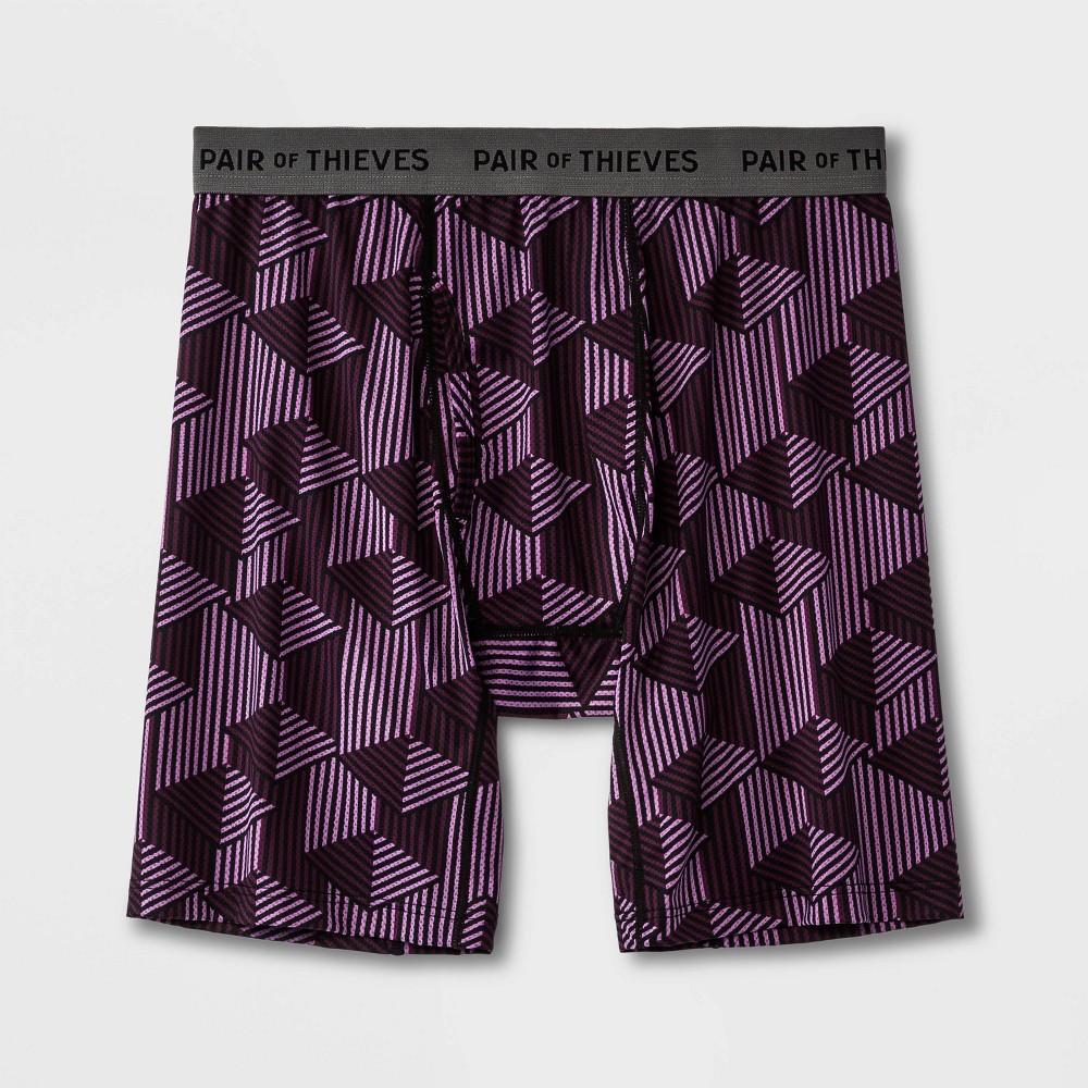 Pair of Thieves Mens Super Fit V Lined Diamond Boxer Briefs - Purple/Black XL Product Image