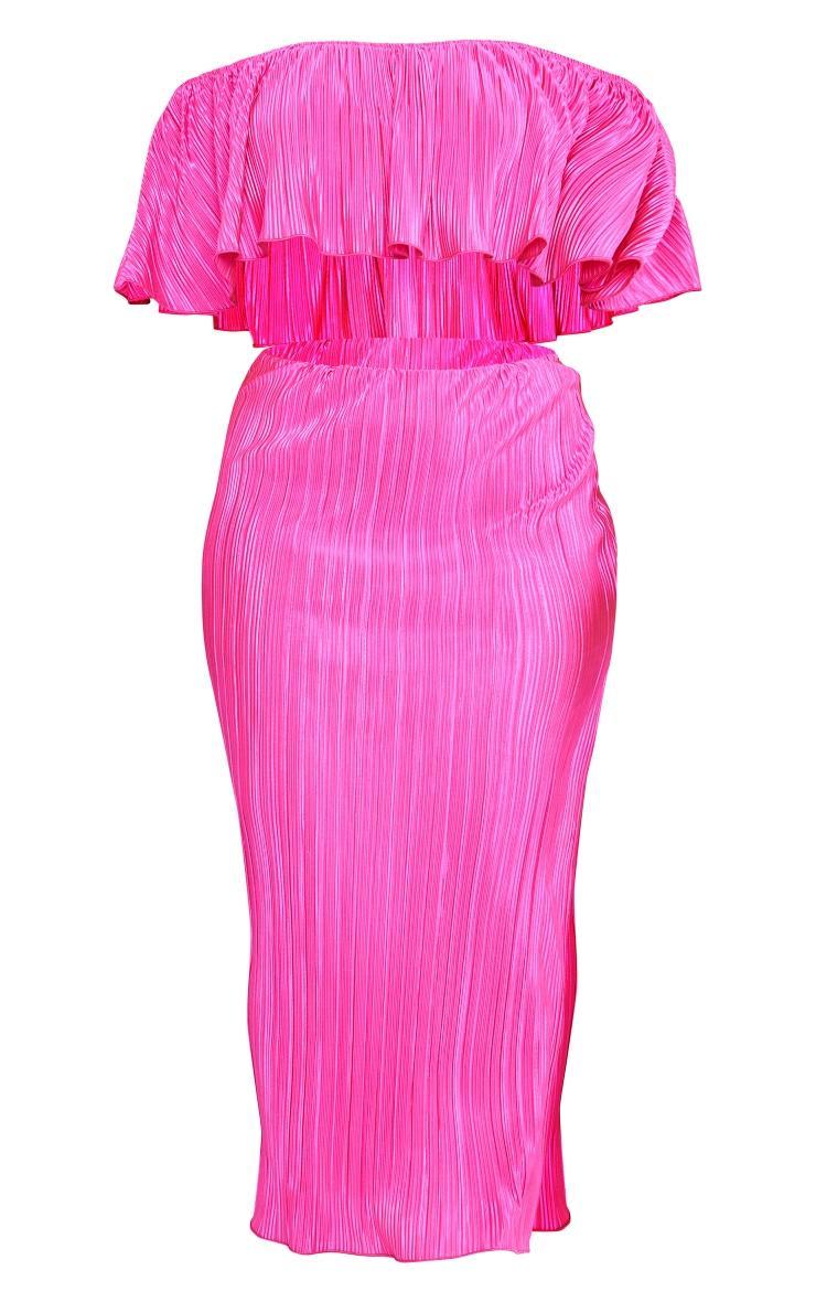 Fuchsia Plisse Skirt Set Product Image