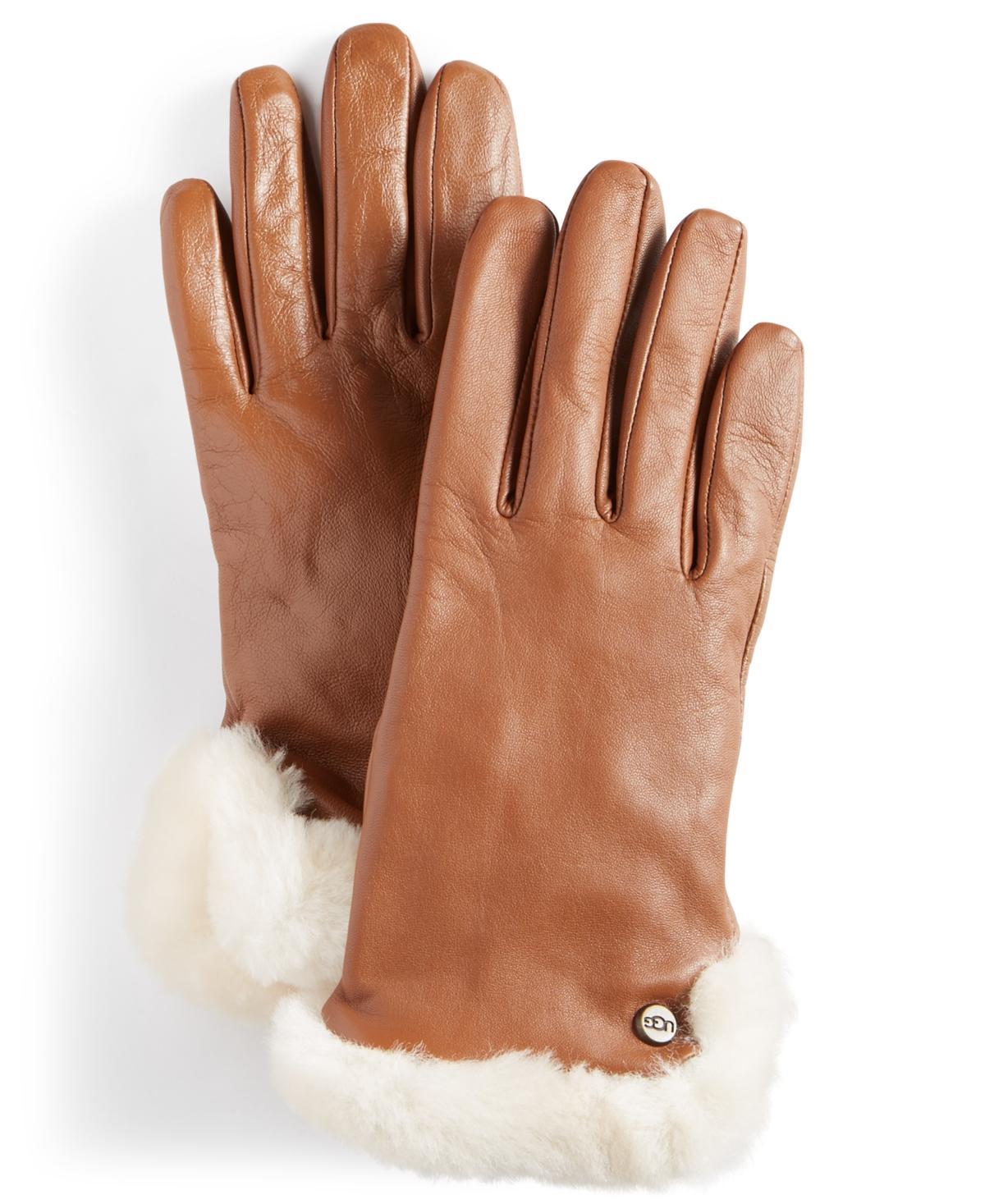 Womens Shearling-Trimmed Leather Gloves Product Image