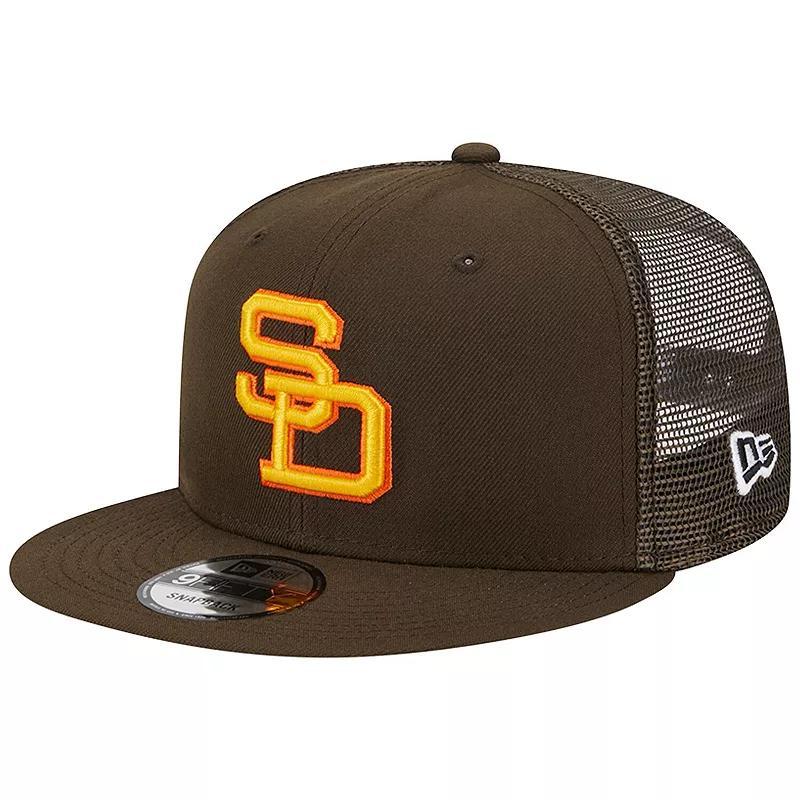 Mens New Era San Diego Padres Cooperstown Collection Team Color Trucker 9FIFTY Snapback Hat Product Image