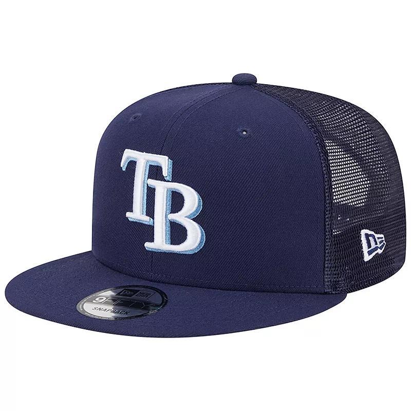 Mens New Era Tampa Bay Rays Team Color Trucker 9FIFTY Snapback Hat, Blue Product Image