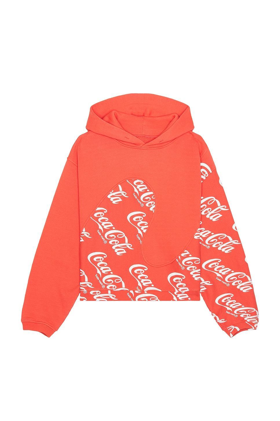 ERL Men Coca Cola Swirl Hoodie Knit in Red - Red. Size M (also in L, S, XL). Product Image