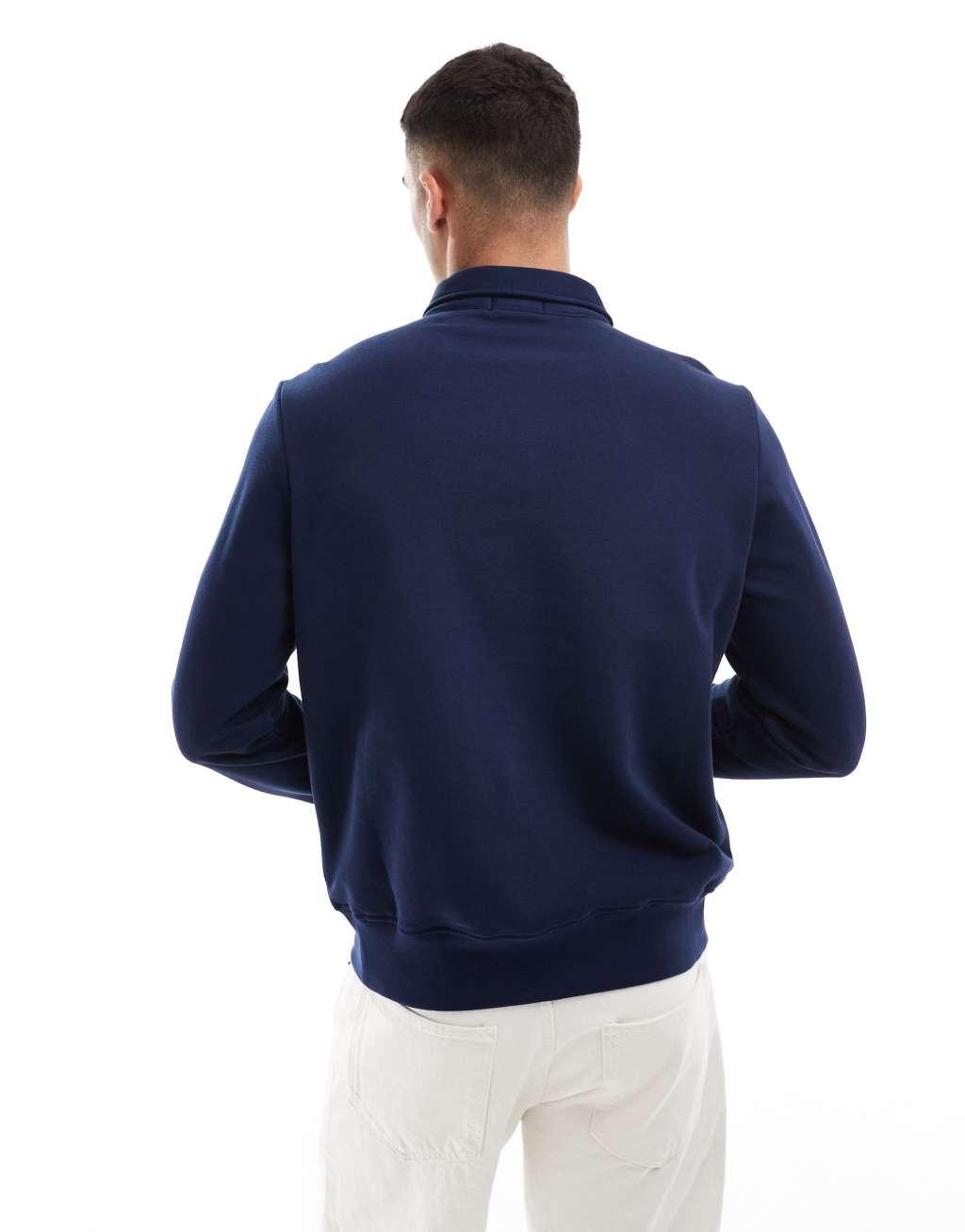 Polo Ralph Lauren collegiate logo half zip fleece sweatshirt classic oversized fit in navy Product Image