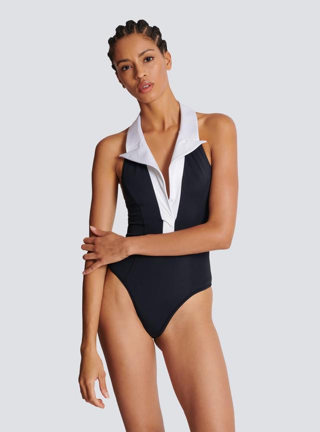 One-piece swimsuit with contrasting collar Product Image