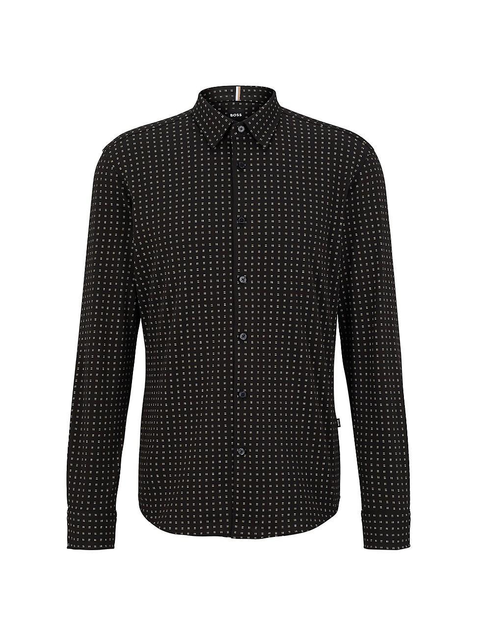 Mens Slim-Fit Shirt In Printed Cotton-Blend Jersey Product Image