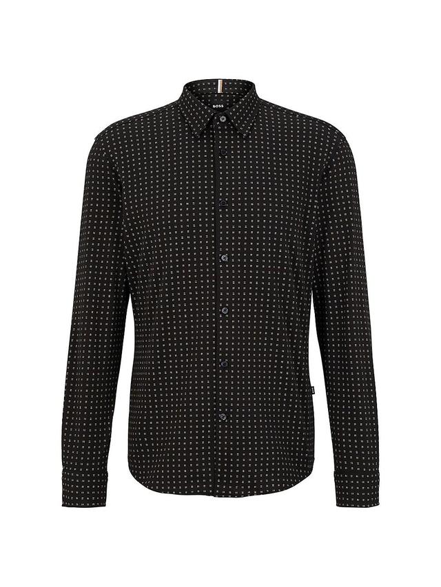 Mens Slim-Fit Shirt In Printed Cotton-Blend Jersey Product Image