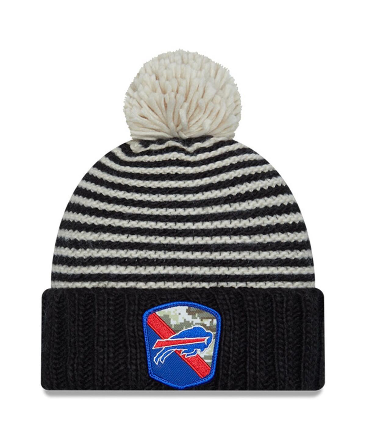 Womens New Era Black Buffalo Bills 2023 Salute To Service Cuffed Pom Knit Hat Product Image