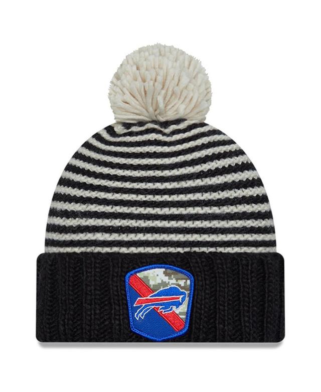 Womens New Era Black Buffalo Bills 2023 Salute To Service Cuffed Pom Knit Hat Product Image