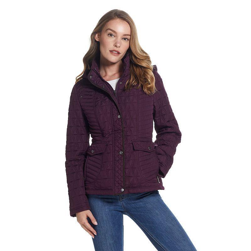 Plus Size Weathercast Faux-Suede Trim Quilted Jacket, Womens Product Image