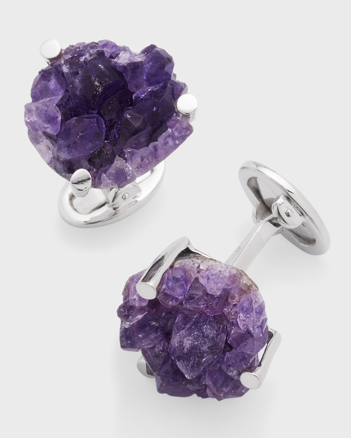 Mens Amethyst Druzy Cufflinks Product Image