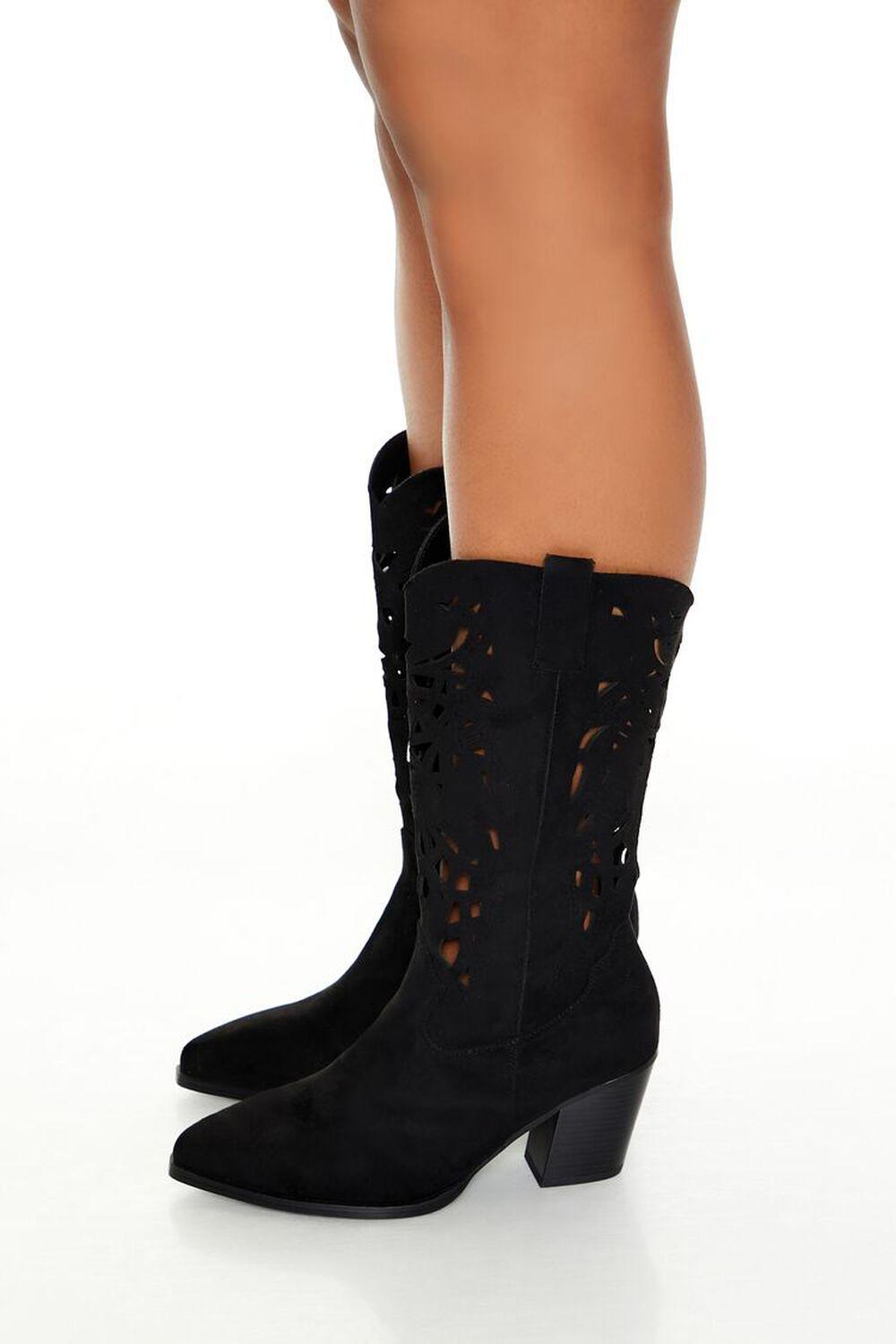 Faux Suede Cutout Cowboy Booties (Wide) | Forever 21 Product Image