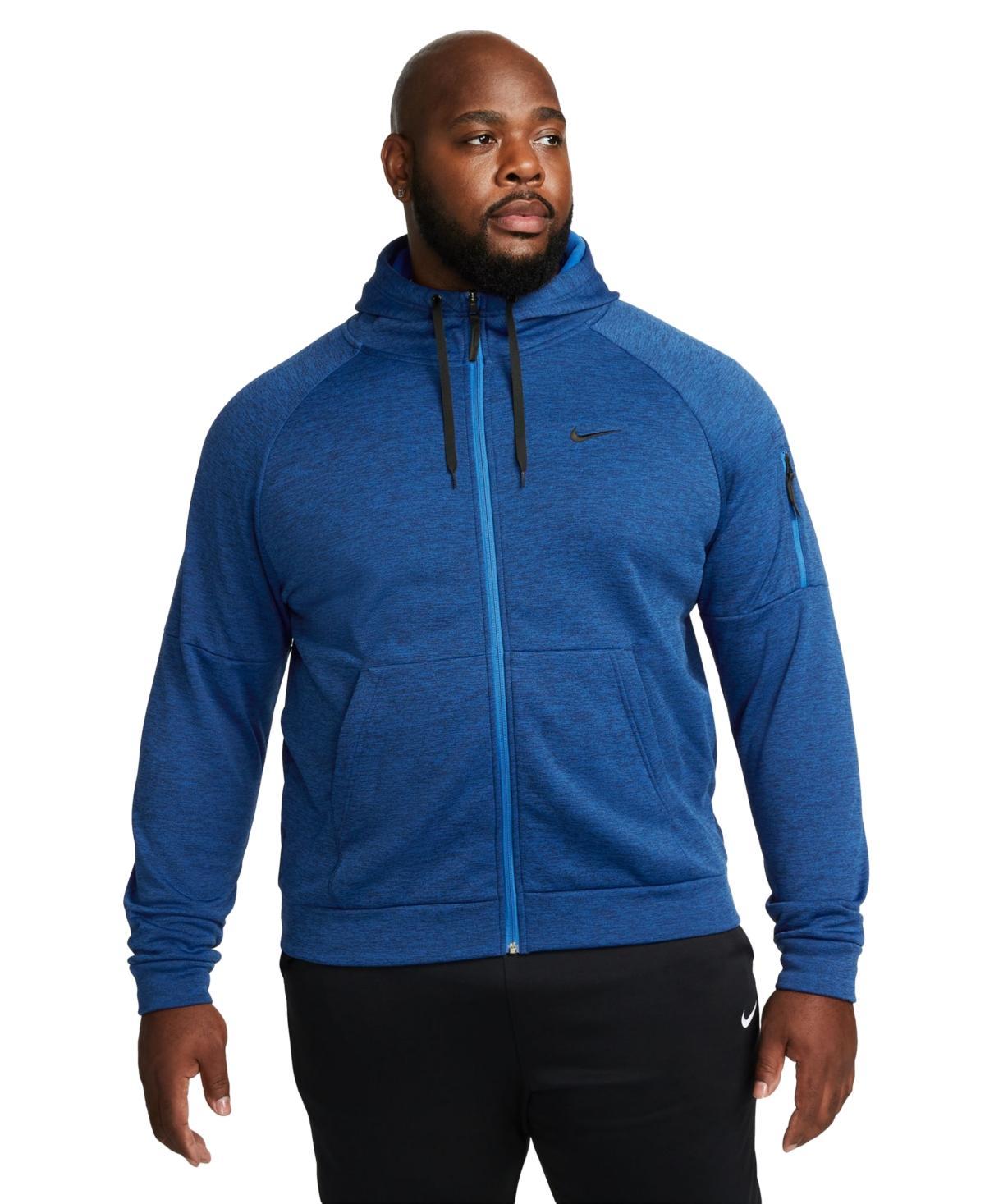 Nike Mens Nike Therma Fleece Full-Zip Hoodie - Mens Black/Particle Grey/Dark Grey Heather Product Image