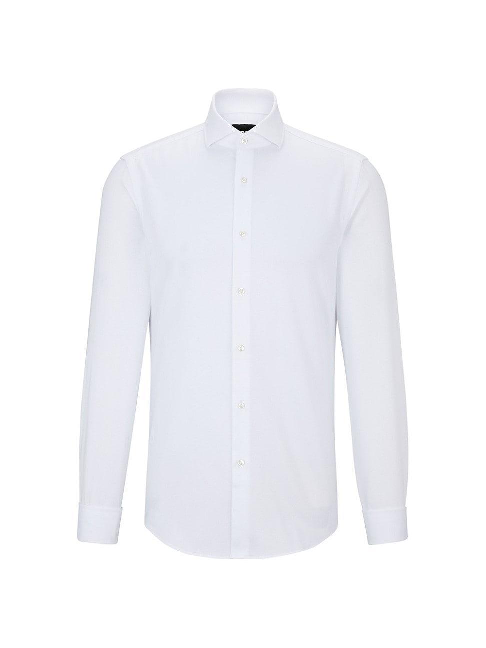 Mens Slim-Fit Shirt in Structured Organic Cotton Product Image