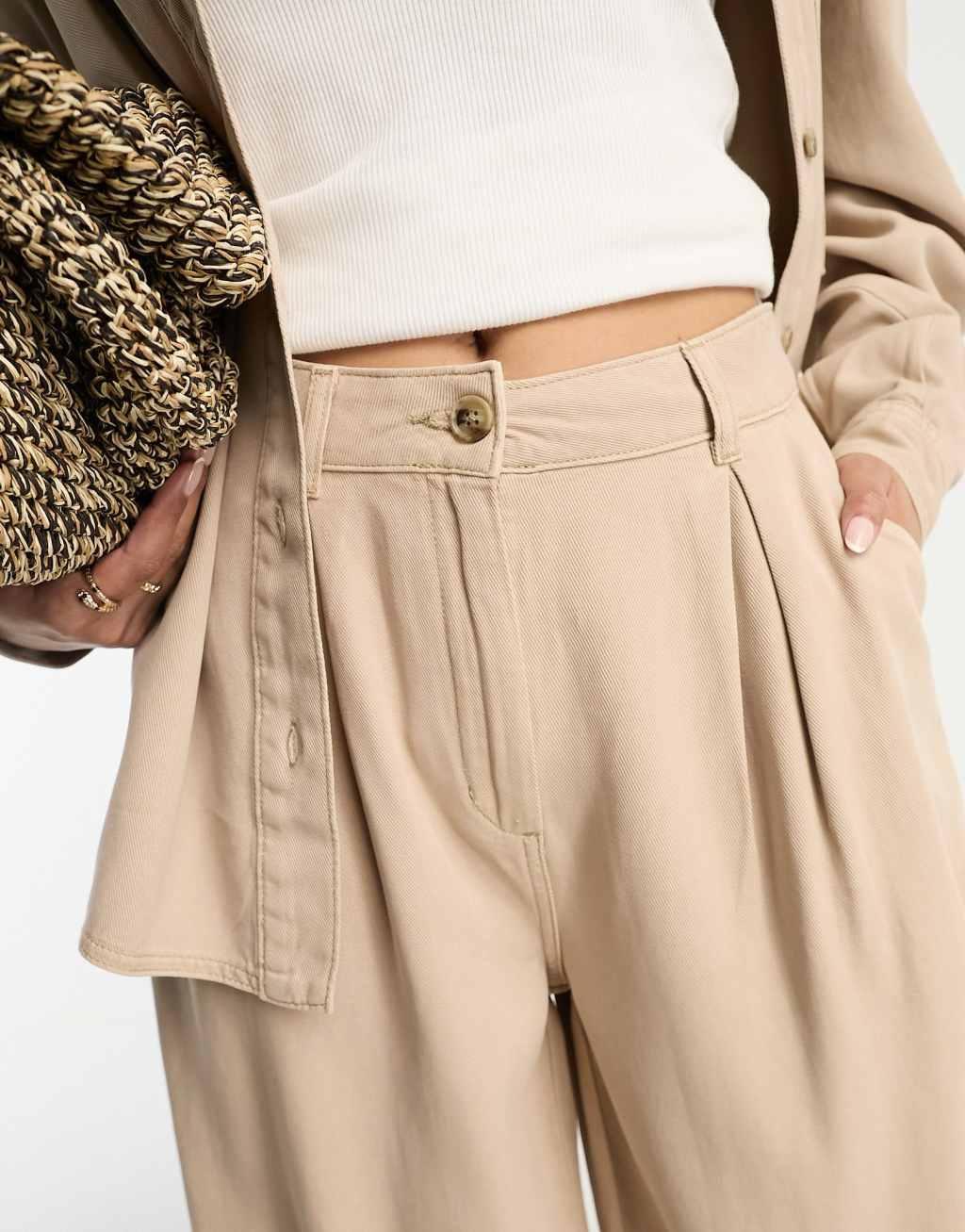 ASOS DESIGN wide leg pants in soft twill - part of a set Product Image