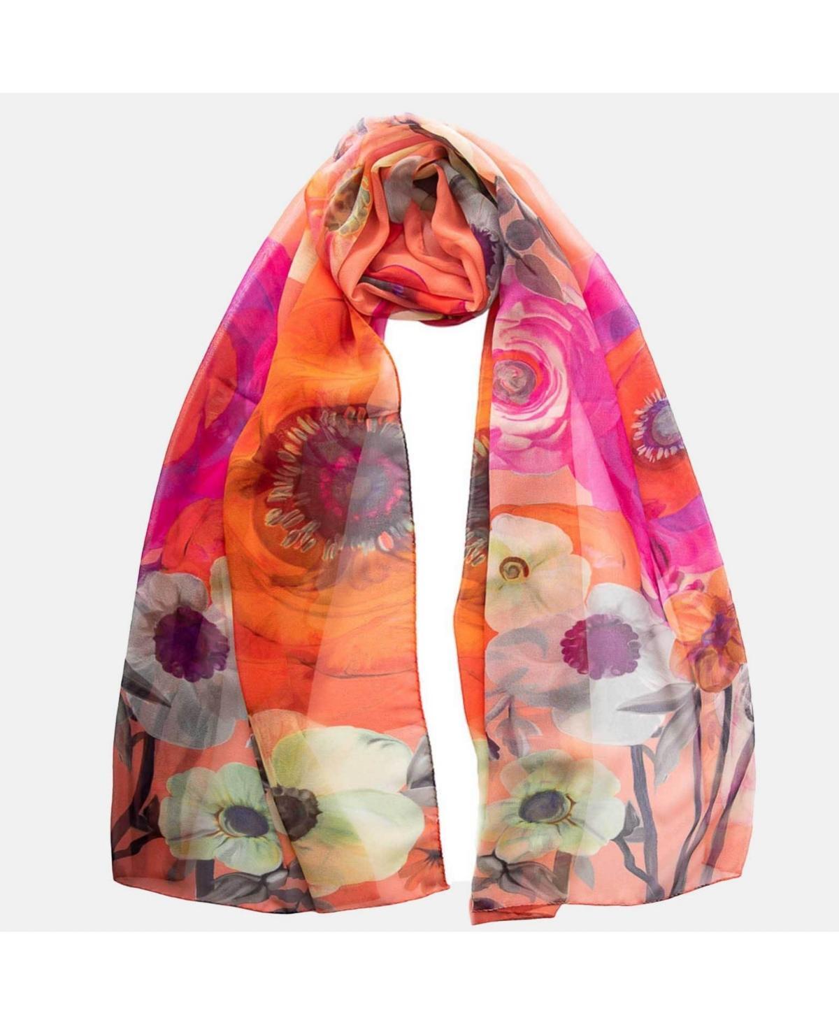 Campo de Fiori - Long Sheer Silk Scarf for Women - Lavender Product Image