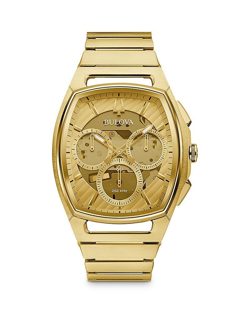 Bulova Mens Chronograph Curv Gold-Tone Stainless Steel Bracelet Watch 41.7mm Product Image