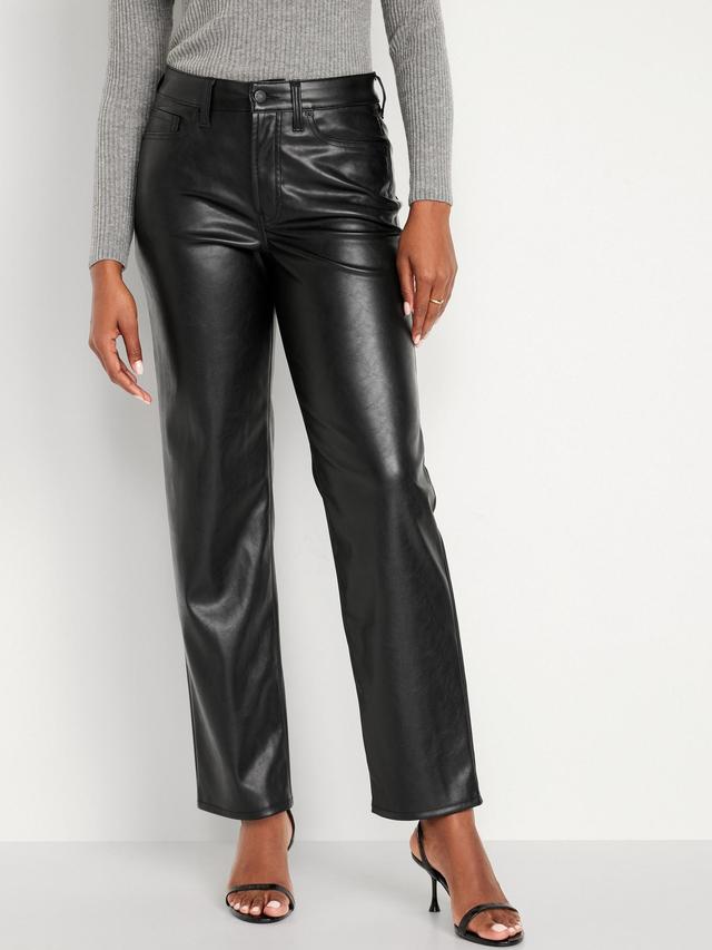 High-Waisted OG Loose Faux-Leather Pants Product Image