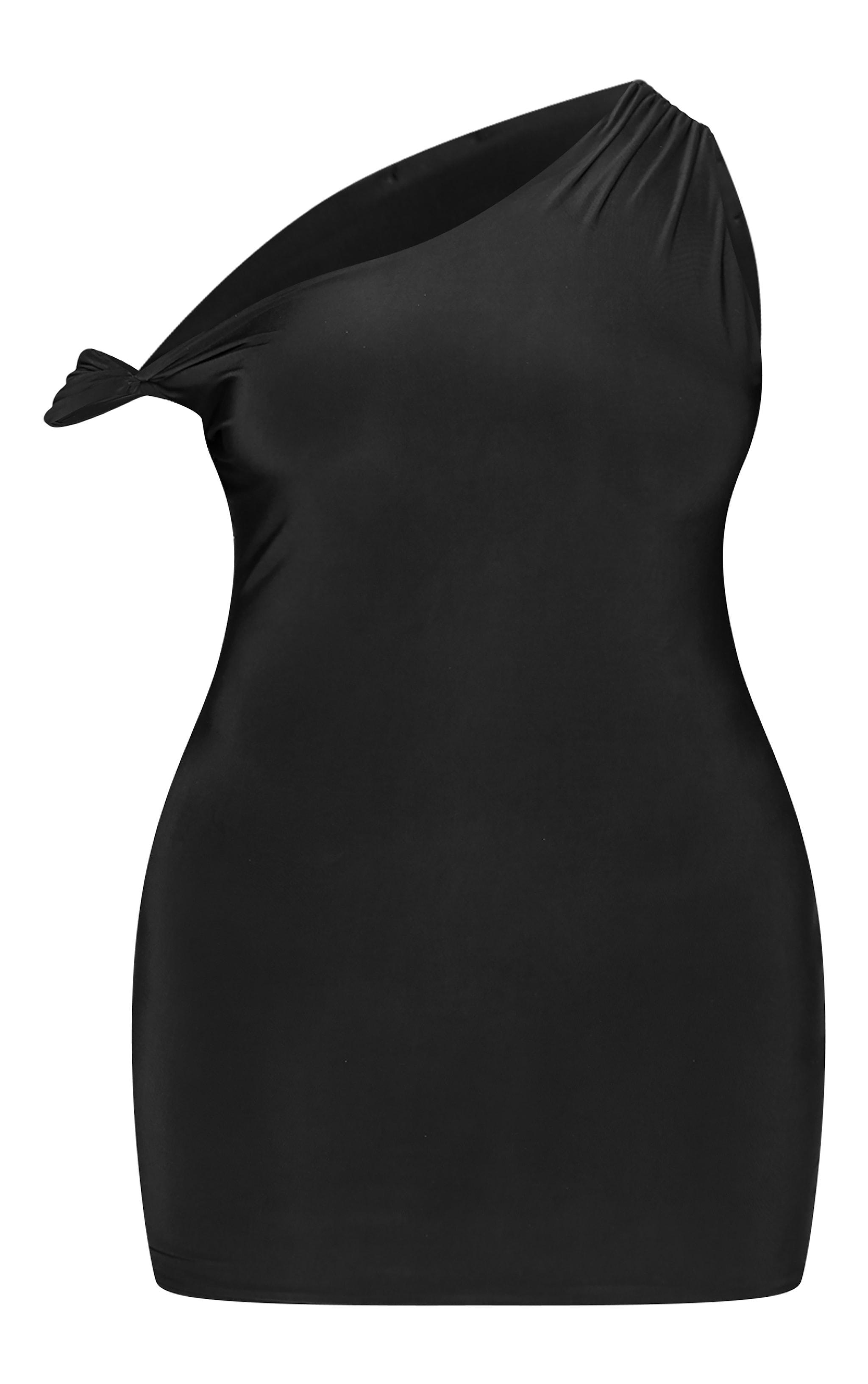 Plus Black Double Layer Slinky Twist Bodycon Dress Product Image