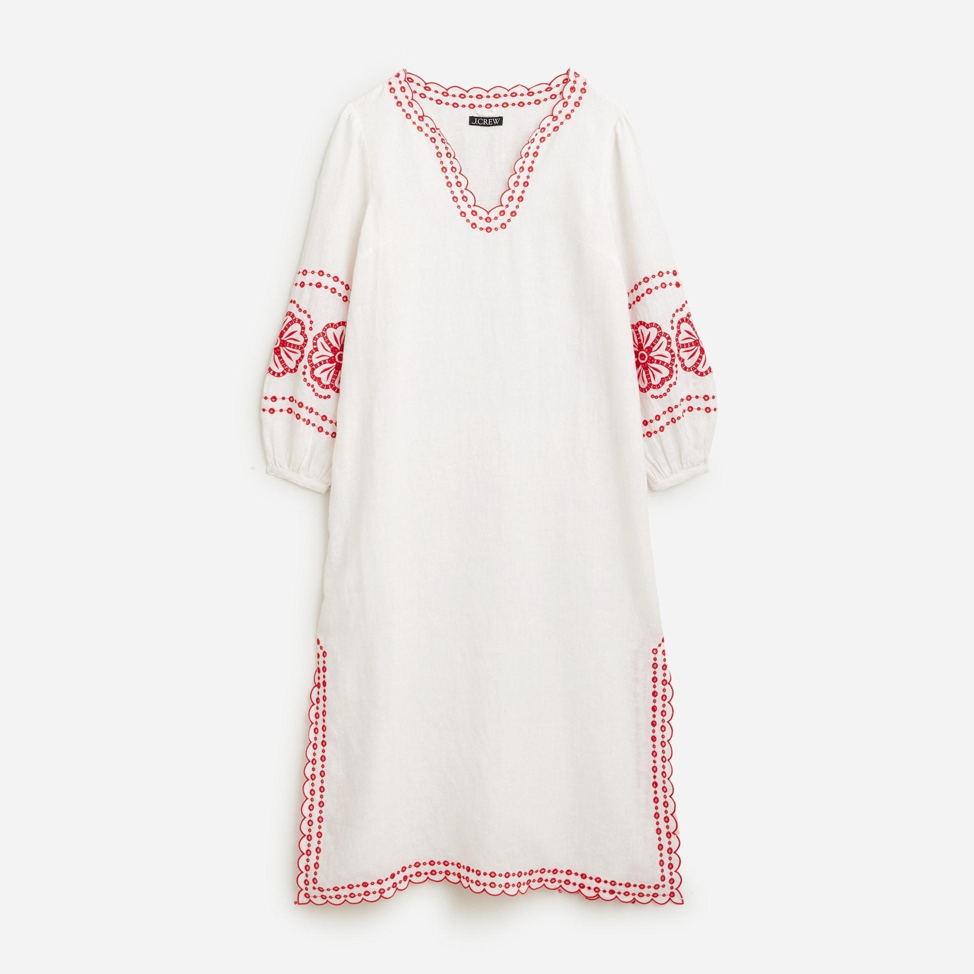 Bungalow embroidered dress in linen Product Image