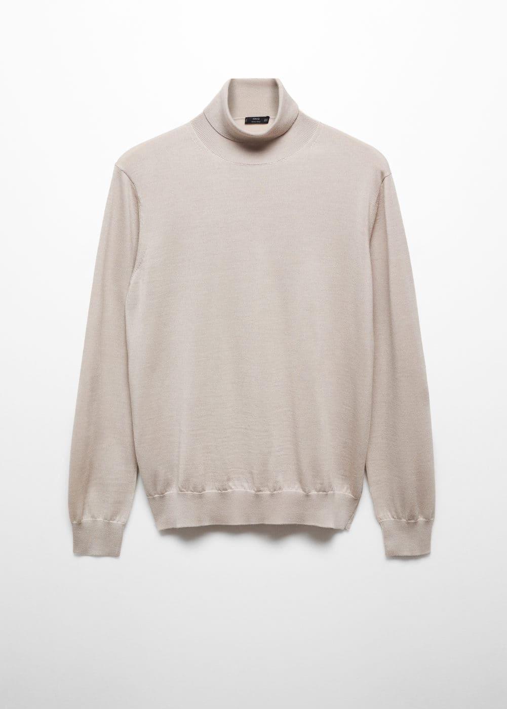 MANGO MAN - 100% merino wool turtleneck sweater light/pastel greyMen Product Image