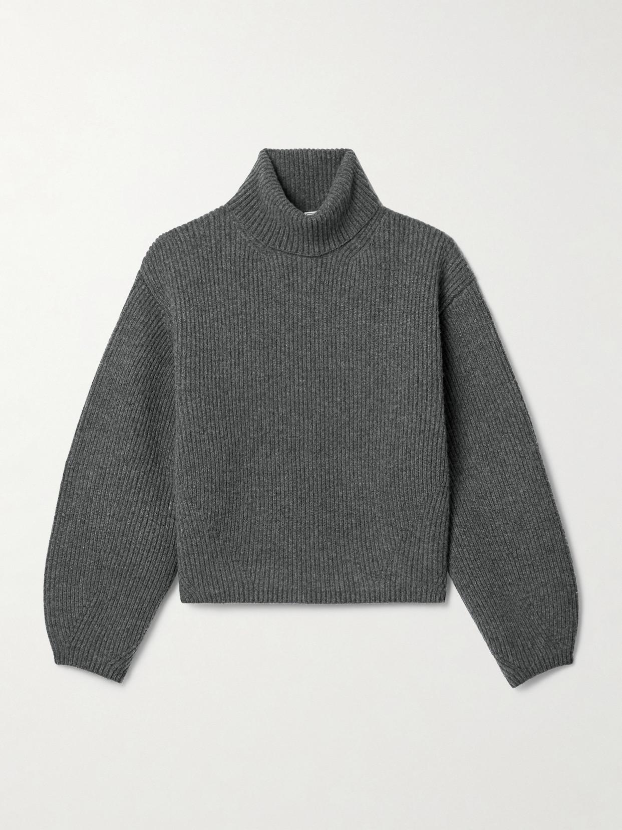 Ribbed Turtleneck In Grey Product Image