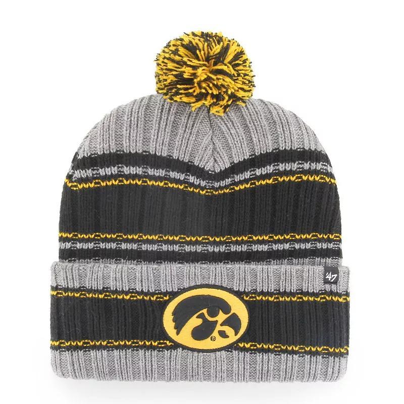 Mens 47 Gray Iowa Hawkeyes Rexford Cuffed Knit Hat with Pom Product Image