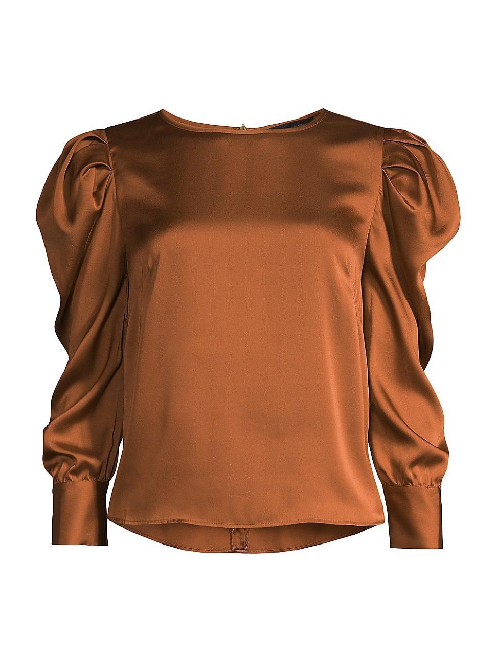 Womens Rustic Chic Puff-Sleeve Blouse product image