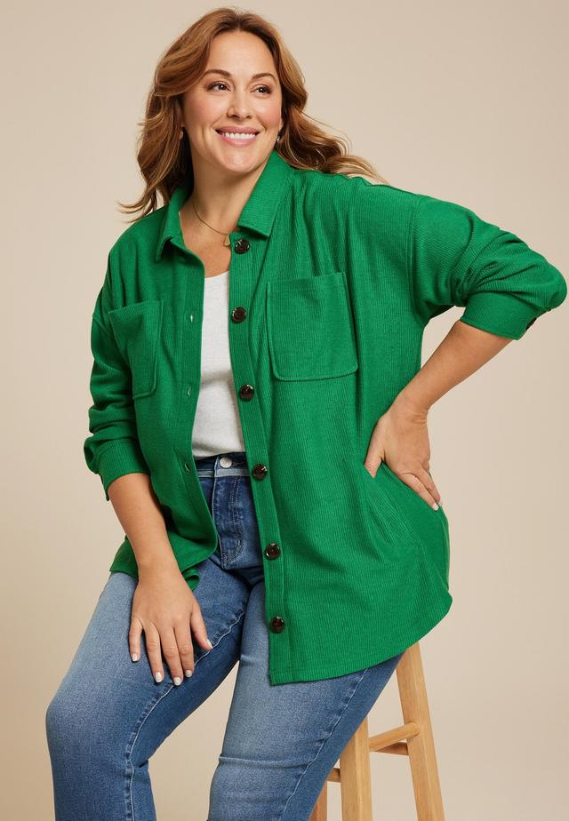 Maurices Plus Size Womens Collegiate Textured Shacket Size 0X Product Image