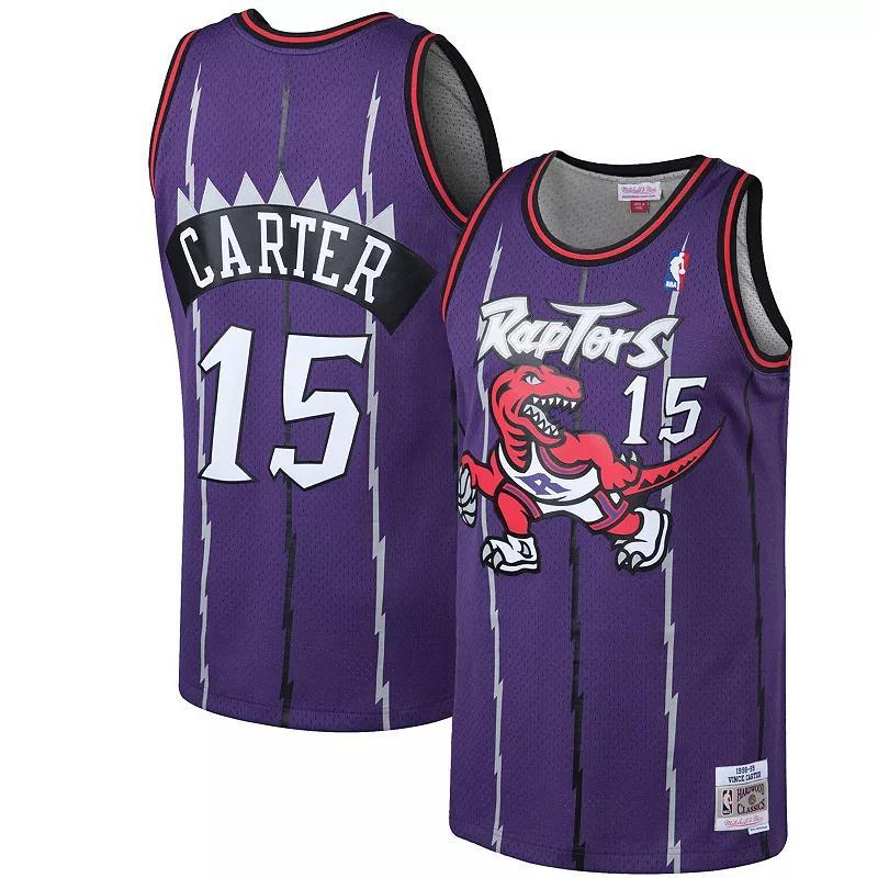 Mens Mitchell & Ness Vince Carter Purple Toronto Raptors Hardwood Classics Swingman Jersey Product Image